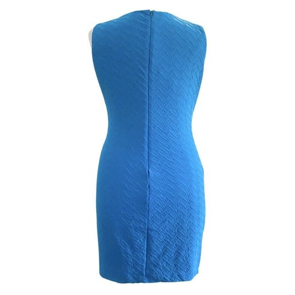 Calvin Klein Sleeveless Round Neck Textured Knit Azure Blue Sheath Dress Size 14 - Picture 4 of 9